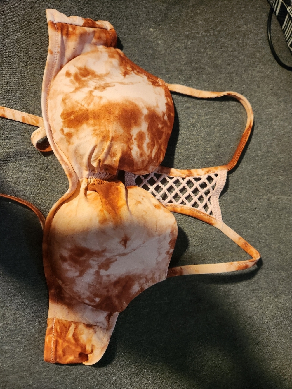 Tie-Dye Pink Mesh Back Bikini Top